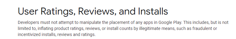Increase mobile app ratings, How to increase mobile app ratings, google policy
