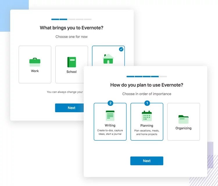 evernote_onboarding_process, how to increase app engagement and user retention