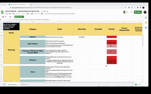 mobile app development, app development guide, sprint plan template