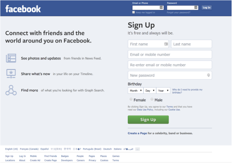 Facebook SignUp - MVP Testing Example