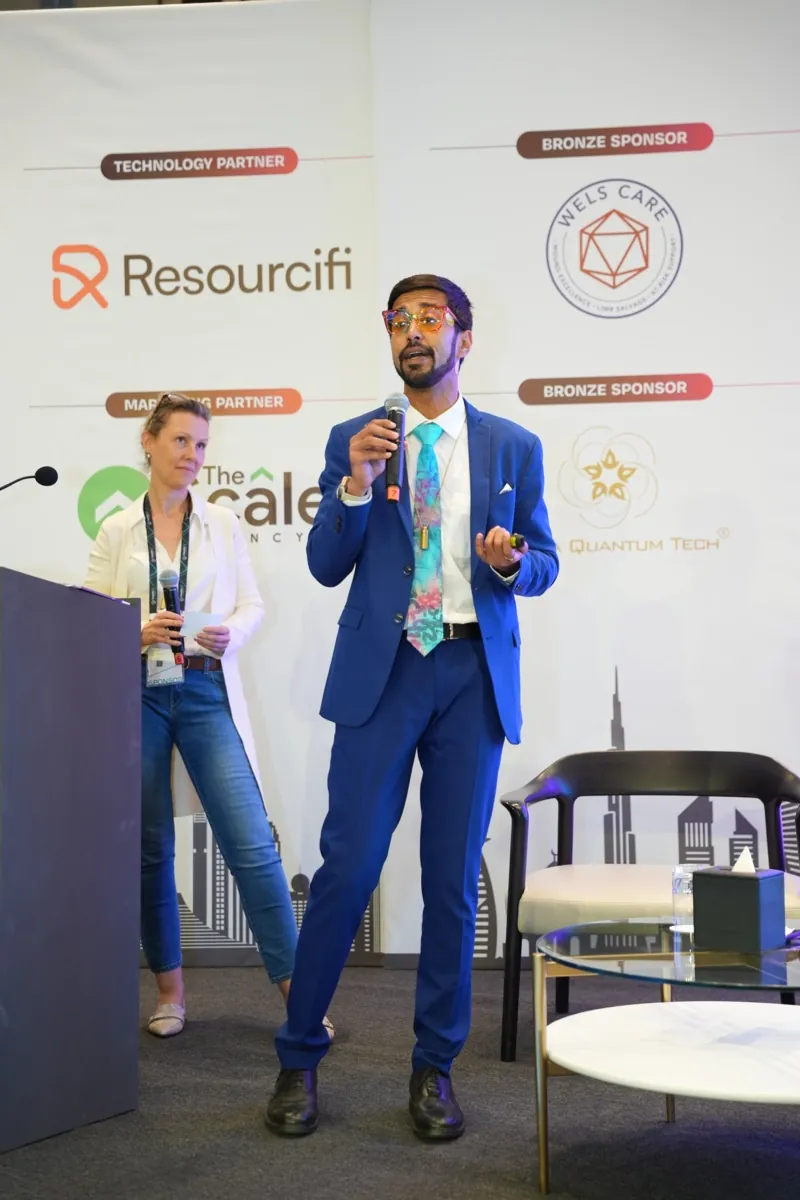 A Resourcifi leader speaking at an industry conference as technology partner