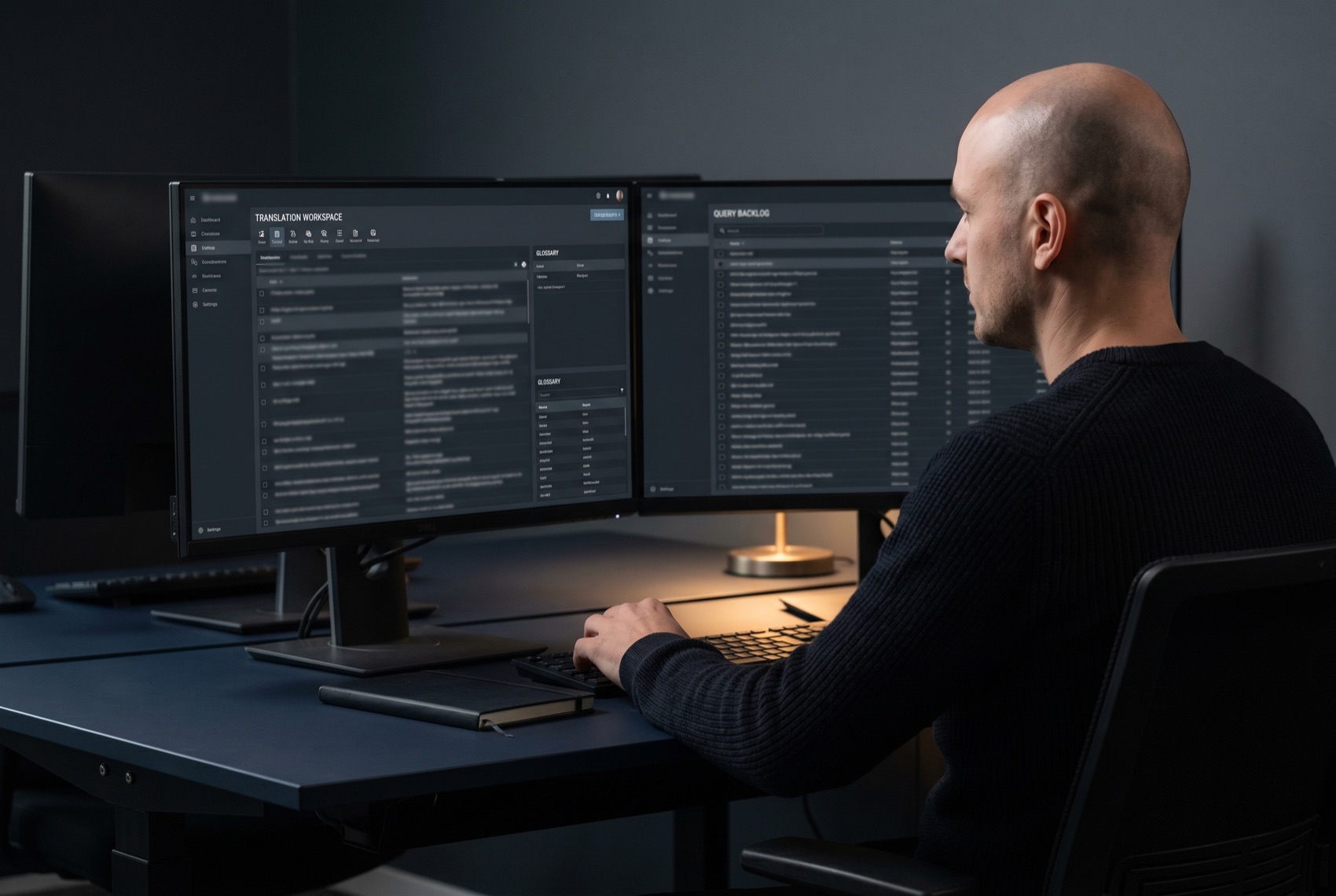 A localization lead reviewing a multi-market translation workspace and a per-market query backlog