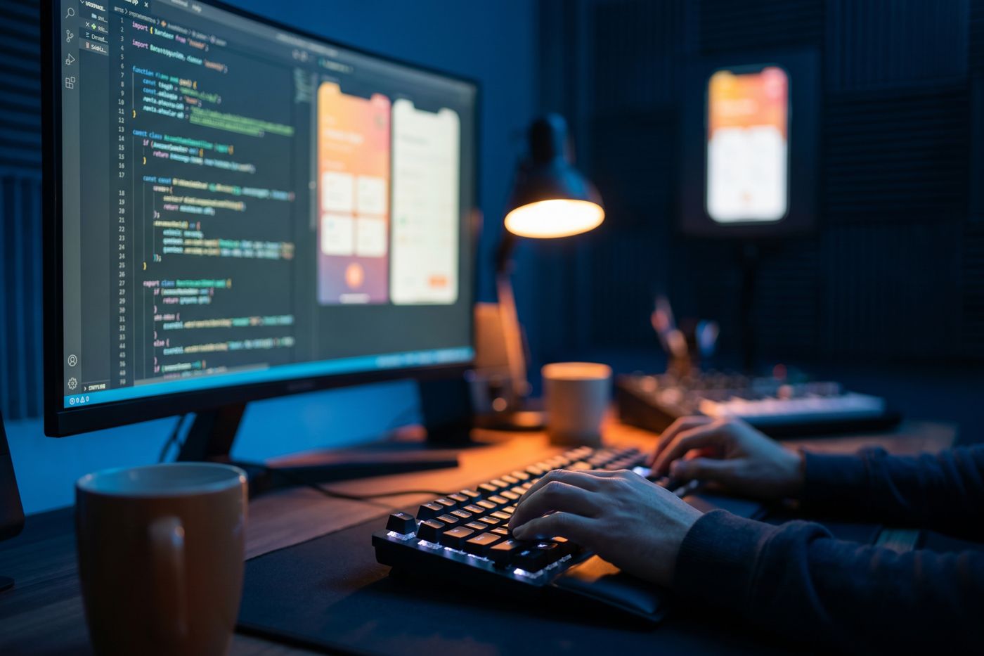 Software developer building an application