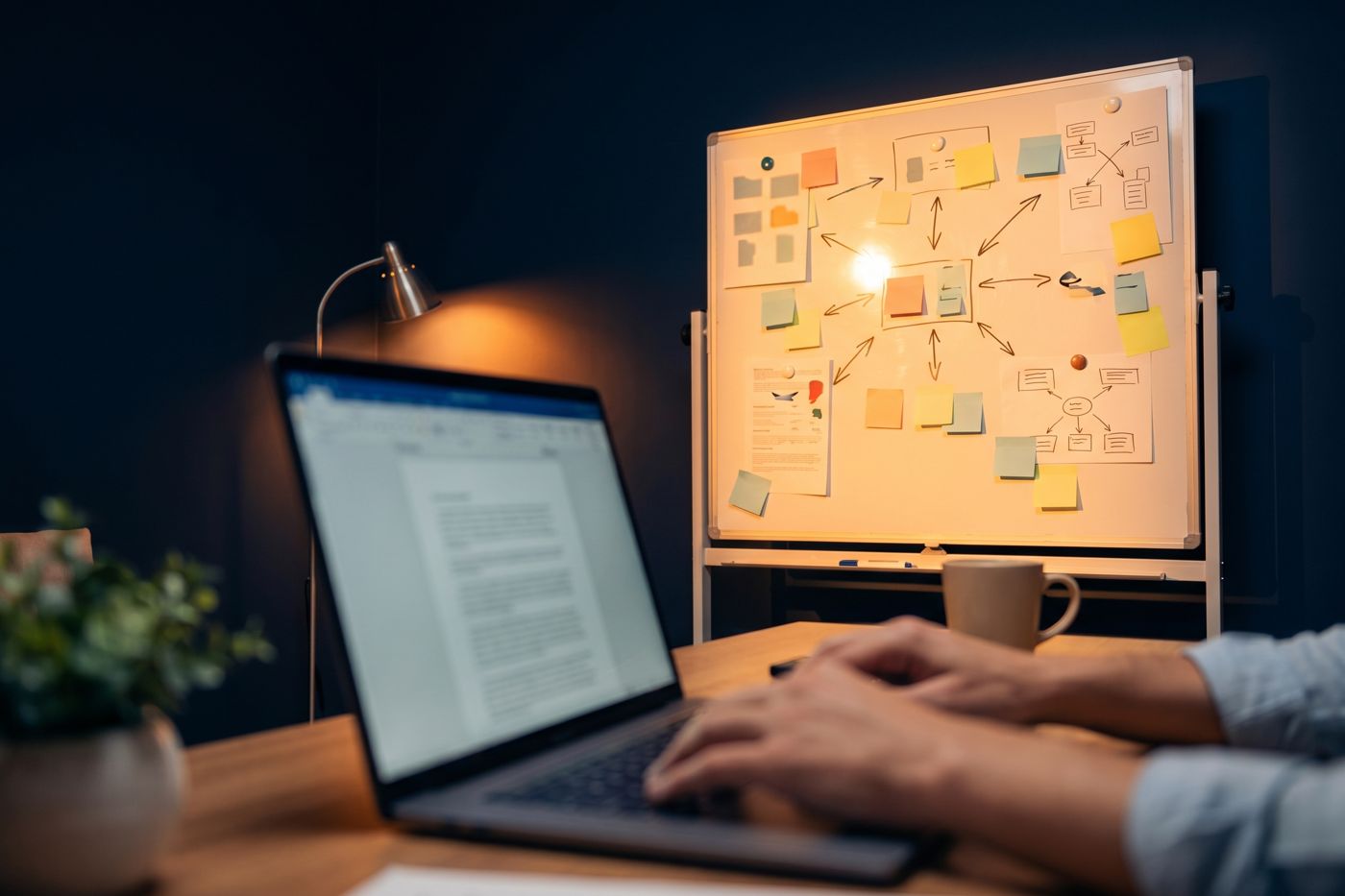 An embedded content marketer drafting a pillar page mapped to the buyer journey