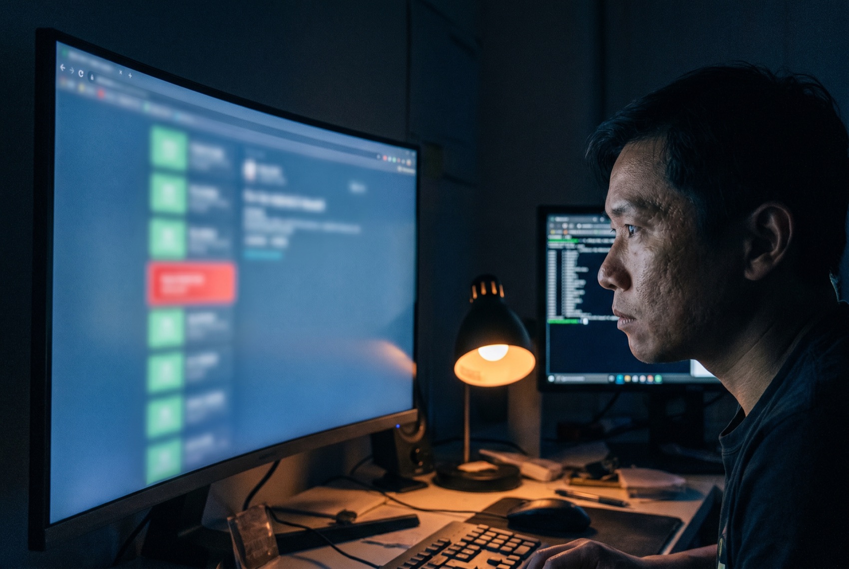AI engineer reviewing an evaluation harness wired into CI