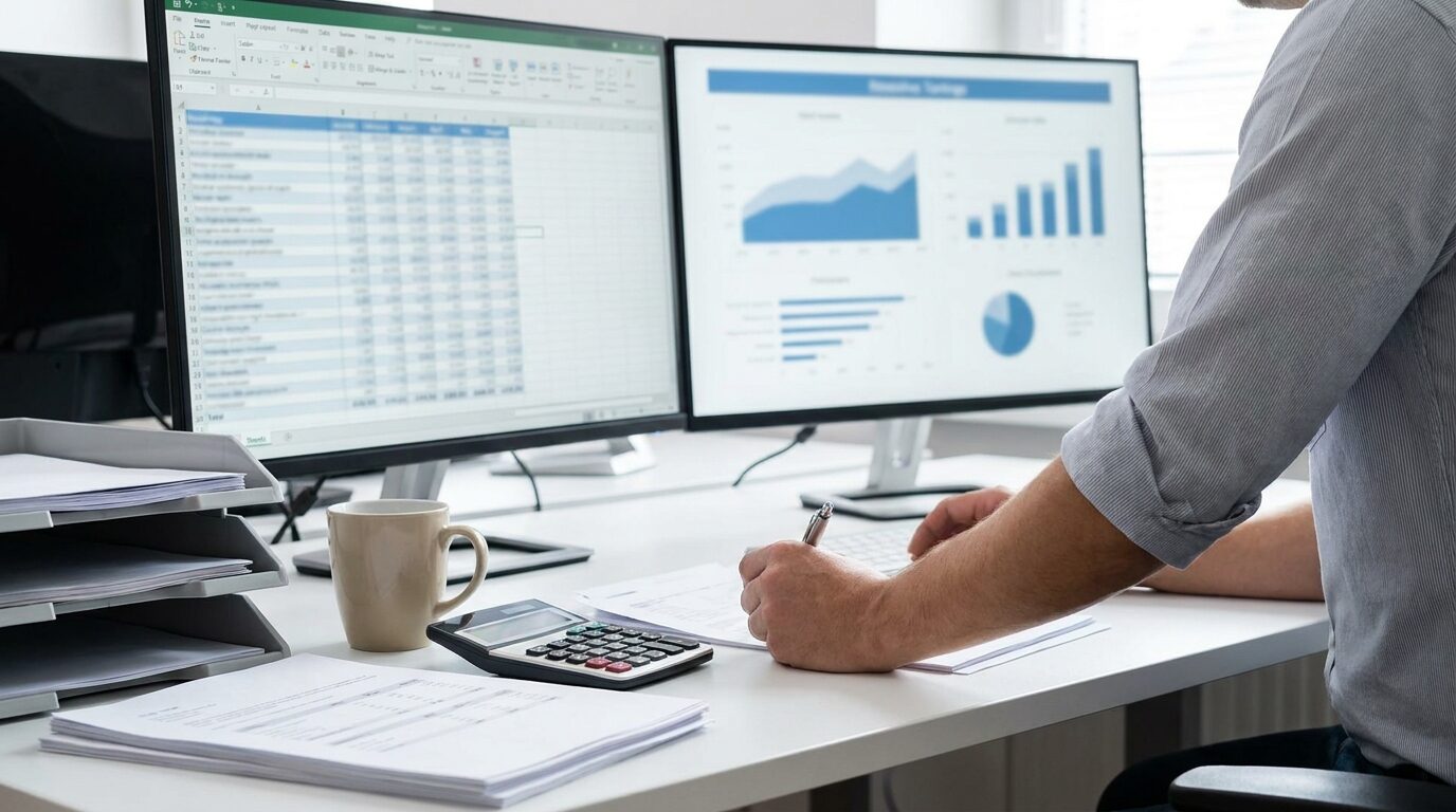 An accounts payable and receivable associate running a payment run and chasing an aging report