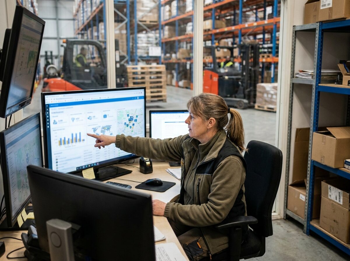Back office support for a logistics and manufacturing operation coordinating shipments and orders