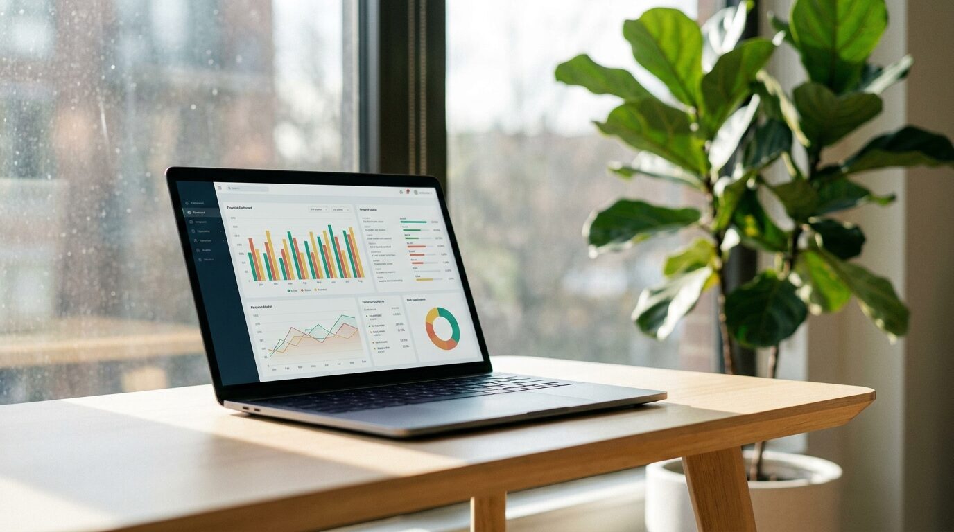 A bookkeeper preparing a profit-and-loss and cash-flow reporting dashboard