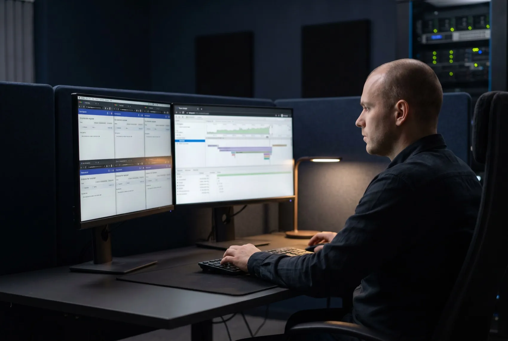 A QA automation engineer running parallel Playwright E2E suites with trace viewers in CI