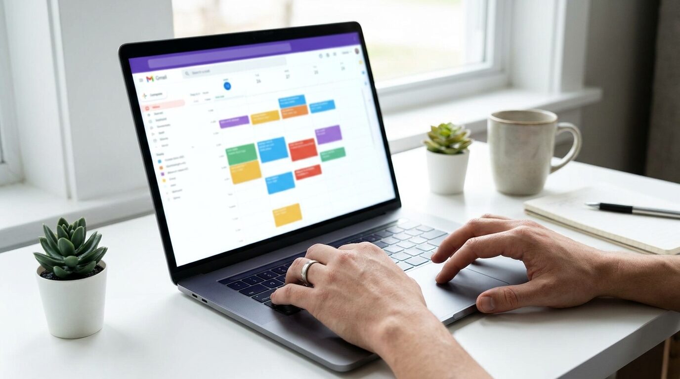A virtual assistant triaging a client's email inbox and blocking time on a shared calendar