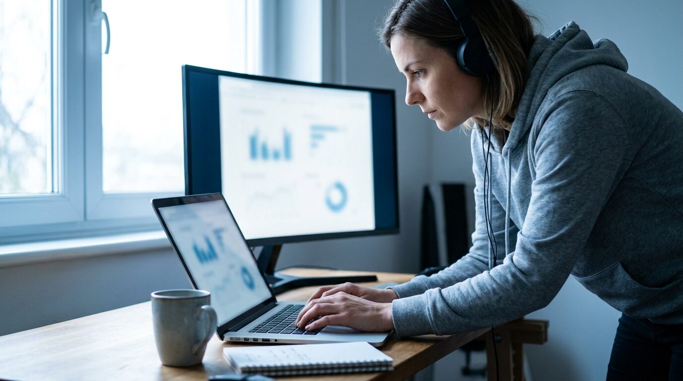 A virtual assistant cleaning up CRM records and updating deal stages on screen