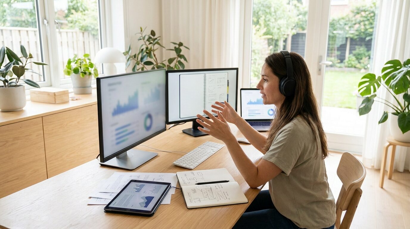A virtual assistant compiling a vendor shortlist and summarizing findings in a document