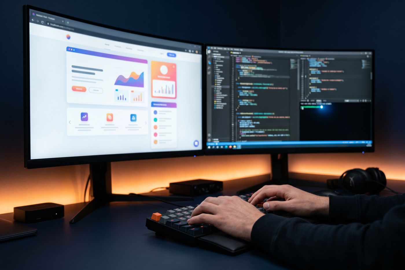 Full-stack web developer working across front-end and back-end