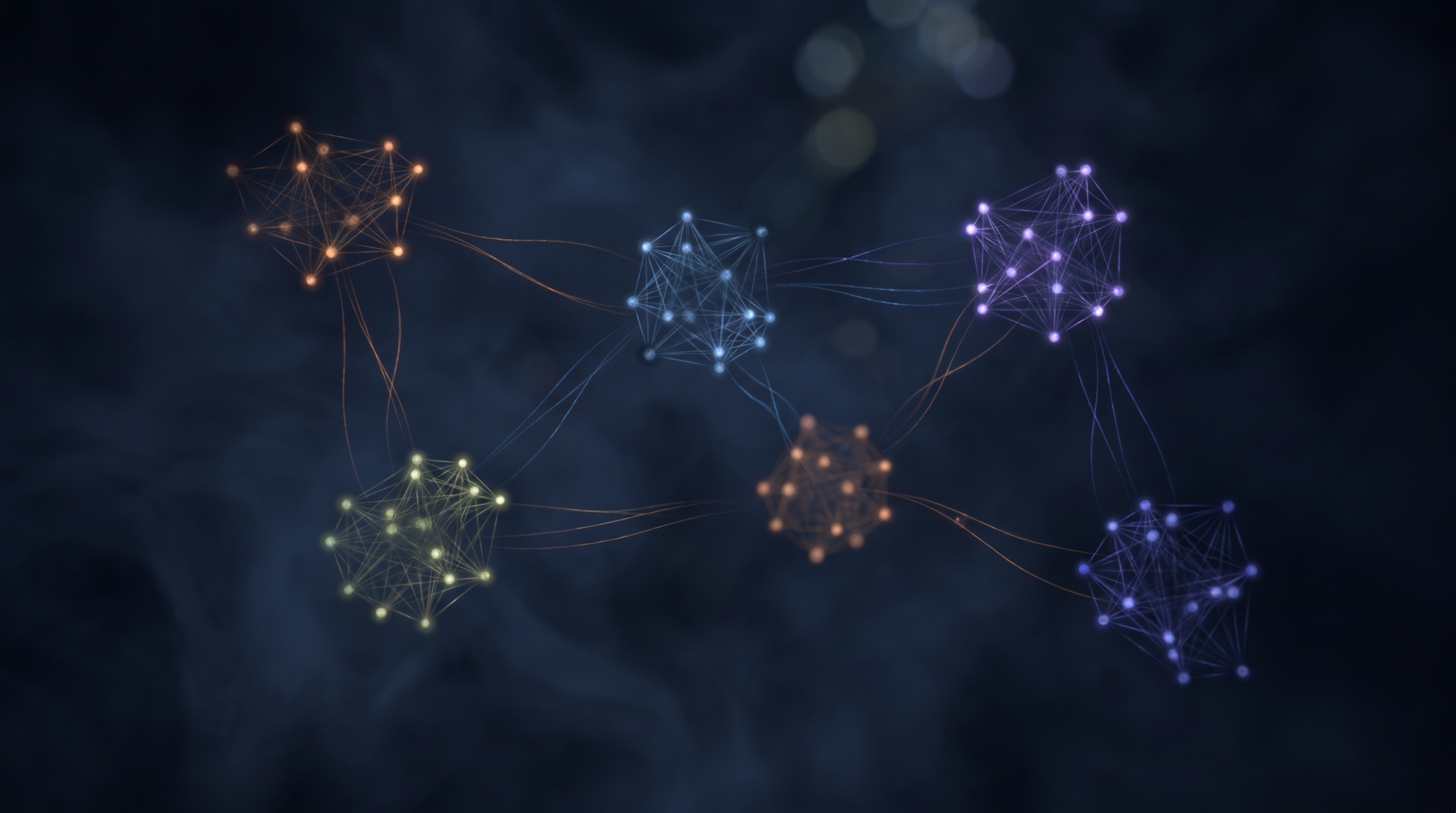 Resourcifi AI engineering insights hub, knowledge clusters as a glowing network