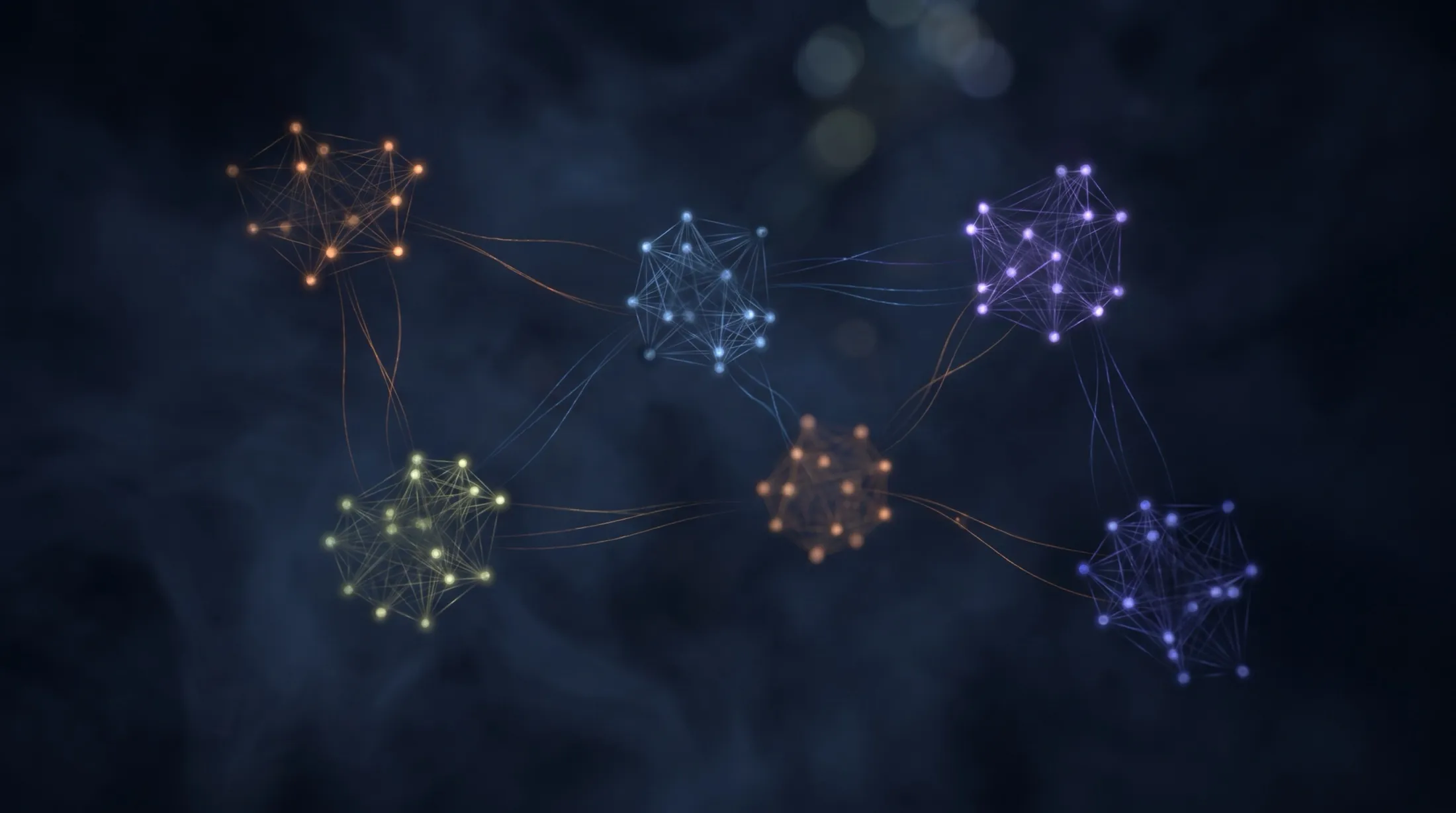 Resourcifi AI engineering insights hub, knowledge clusters as a glowing network
