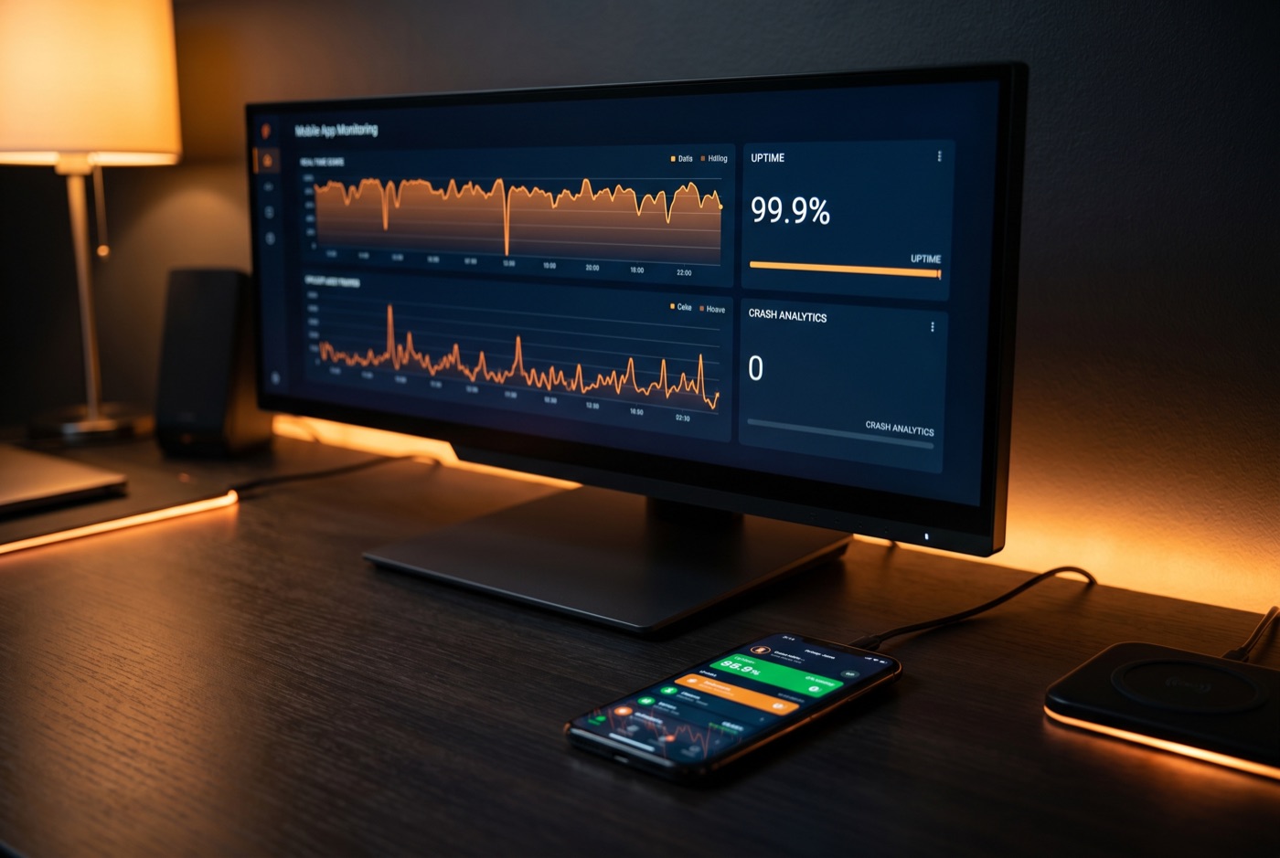 Live mobile app monitoring and analytics dashboard