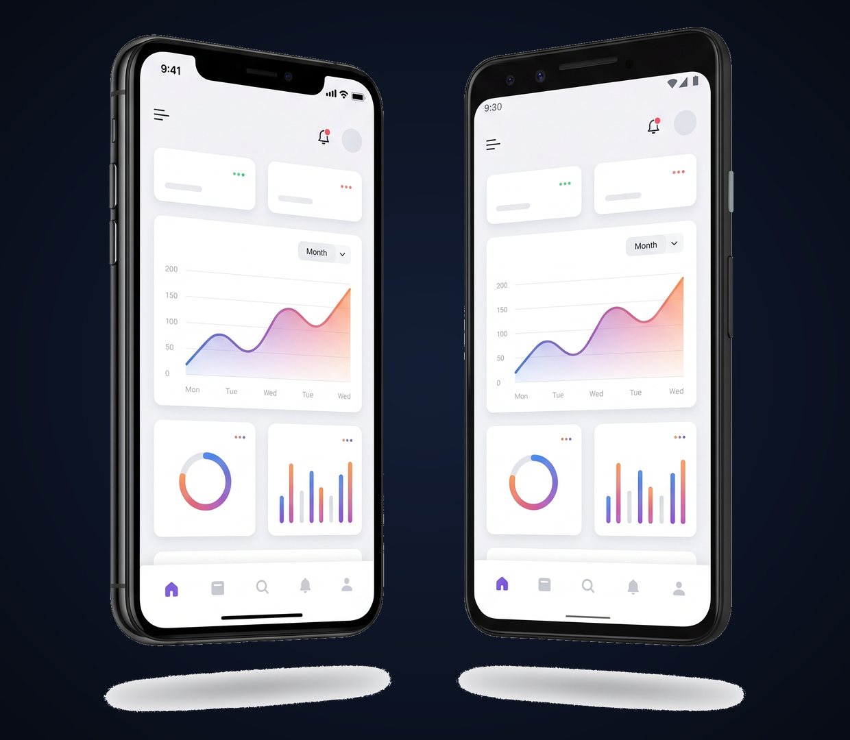 The same React Native app running on an iPhone and an Android phone