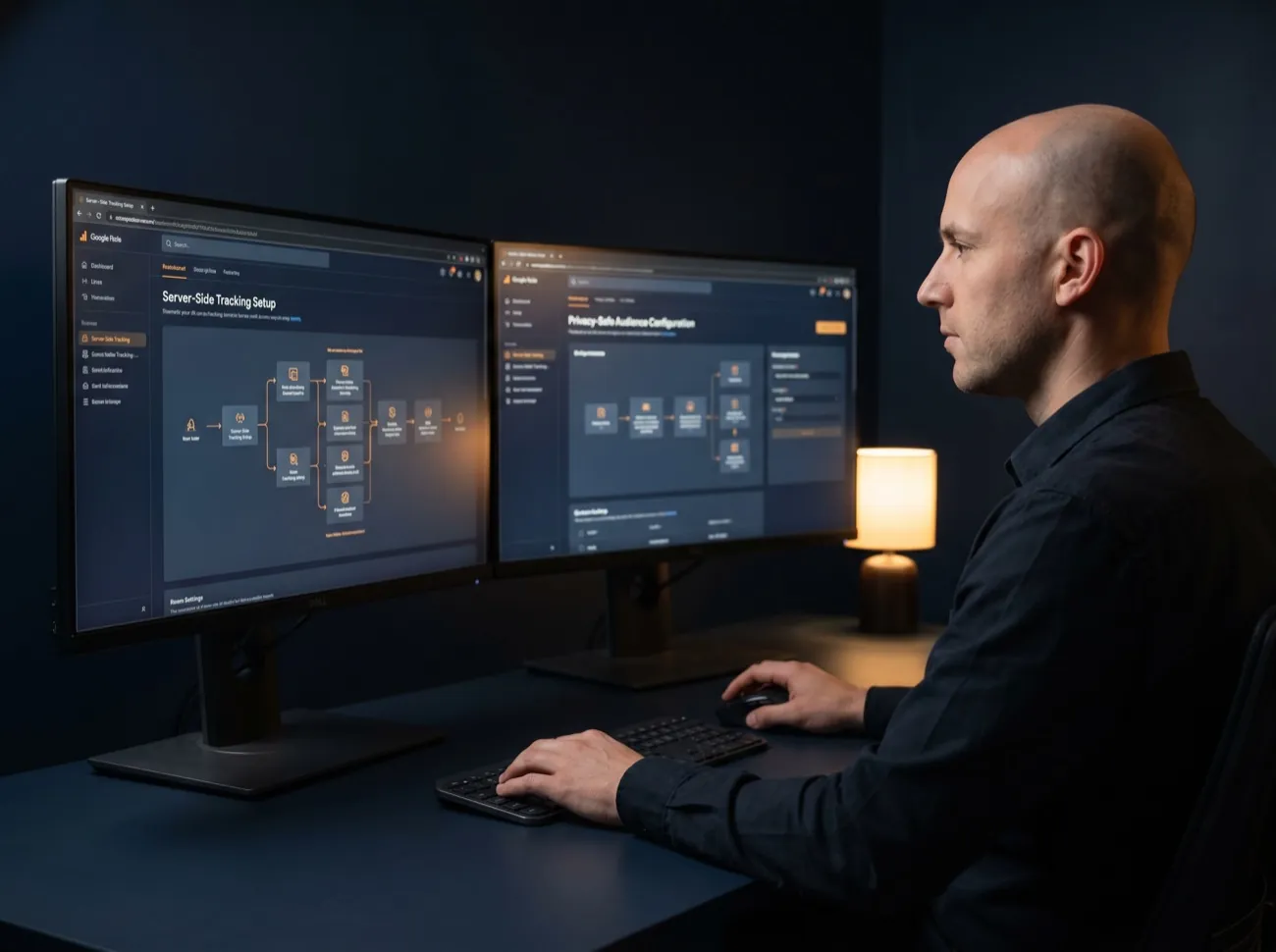 A paid-media analyst configuring consent-aware tracking and privacy-safe audiences for telehealth