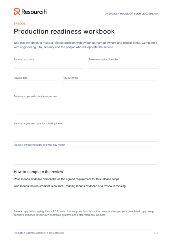 Preview of the workbook scope and release-critical checks sheet