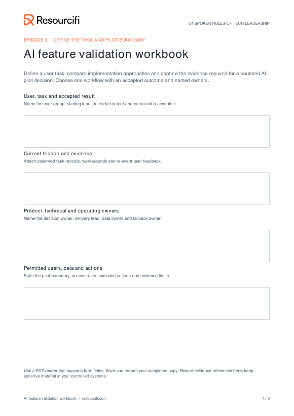 Preview of the ai feature validation workbook