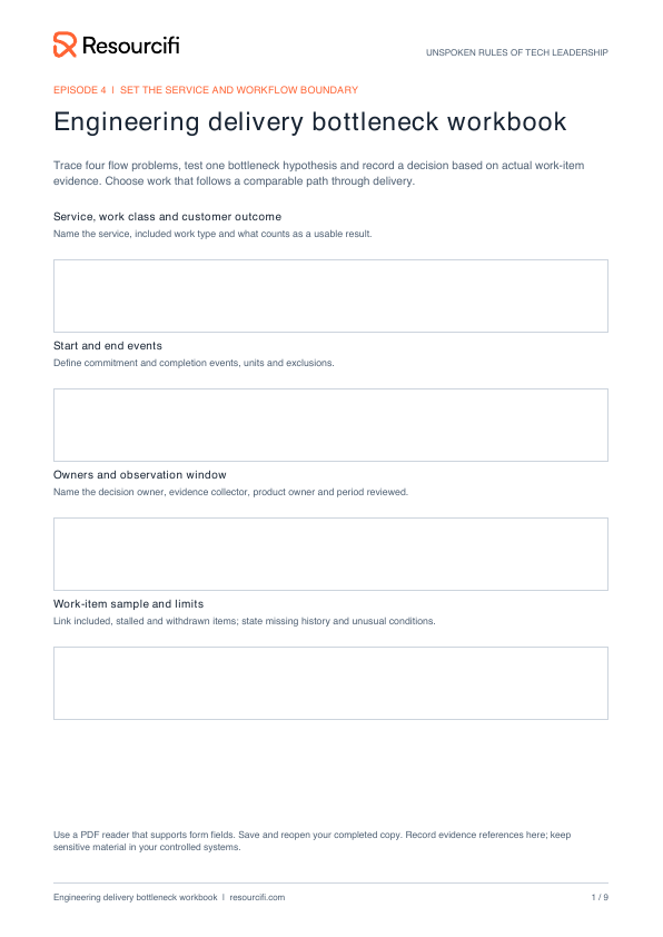 Preview of the engineering delivery bottleneck workbook
